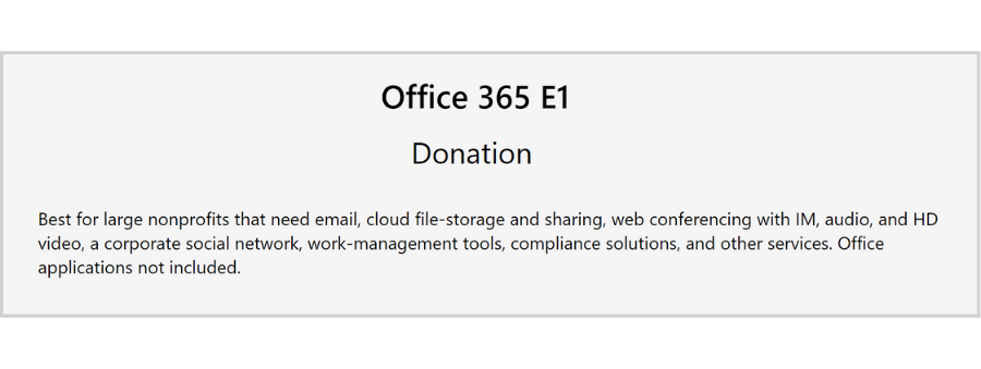 free email hosting for nonprofits - Office 365 E1