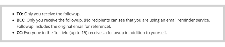 Followupthen to, bcc, and cc fields