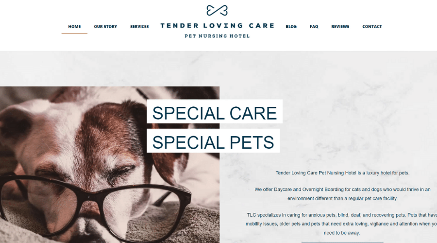 tlc luxury pet hotel website