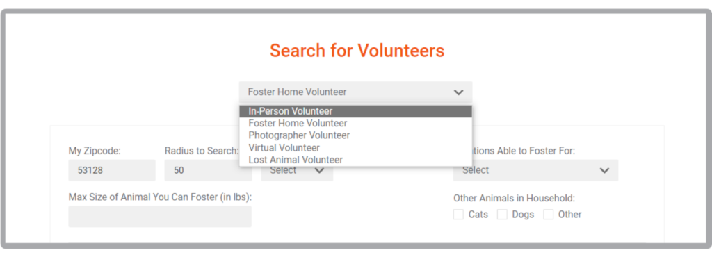 doobert volunteer search feature